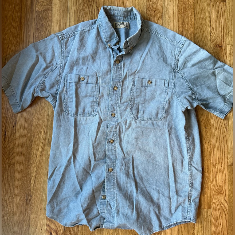 Men’s Blue Denim Shirt by Duluth Trading Co. large